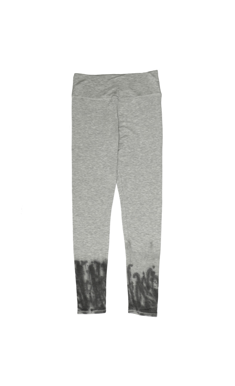 HEATHER GREY BLACK SPLASH DIP TIE DYE ATHLETIC LONG LEGGINGS