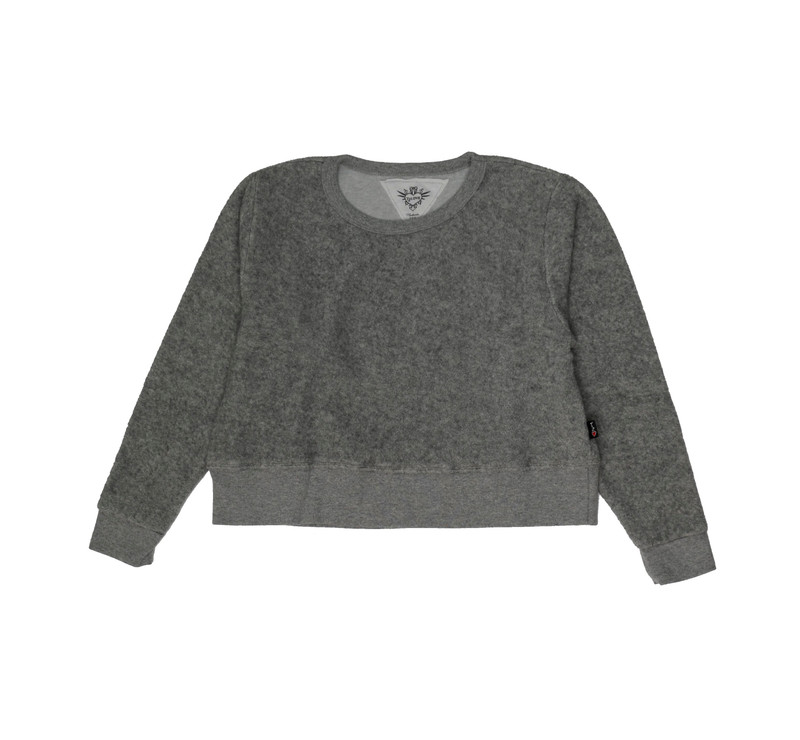 HEATHER GREY LONG SLEEVE BOXY CREW TOP 