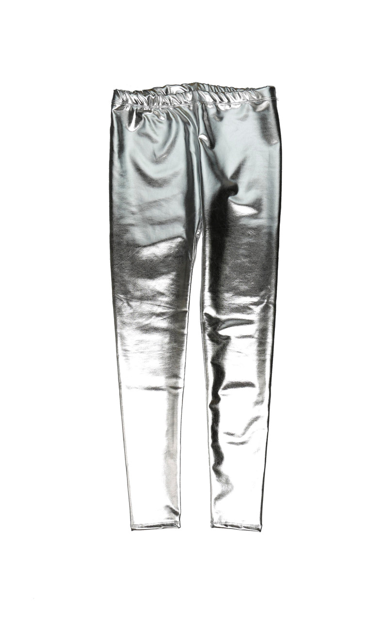 SILVER PLEATHER FULL LENGTH LEGGINGS