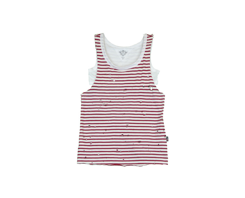 RED STRIPES DOUBLE LAYER TANK TOP 