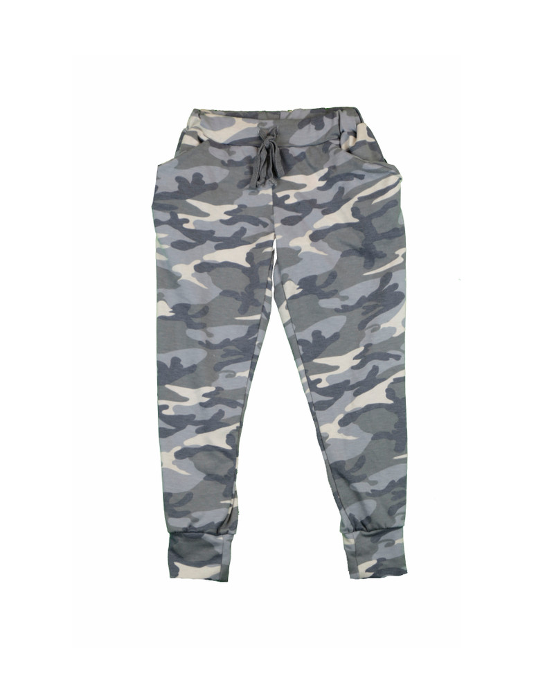 CREAM CAMO PRINT SLOUCHING PANTS