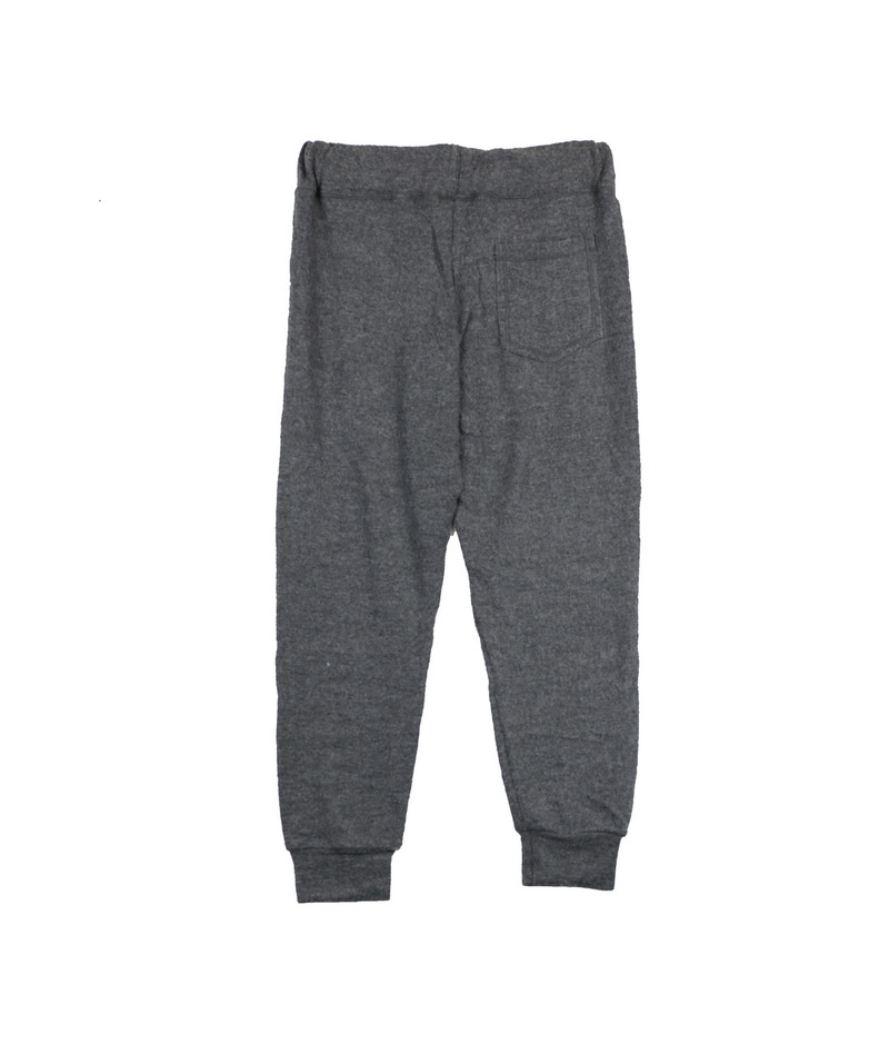 CHARCOAL CUFFED HEATHER BRUSHED HACCI SWEAT PANTS WITH BACK POCKET BACK VIEW