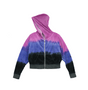 PINK BLUE BLACK TIE DYE LONG SLEEVE VELOUR HOODED ZIPPER WIDE JACKET
