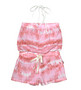 CORAL TIE DYE HALTER ROMPER WITH DRAWSTRING