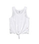 WHITE WITH WHITE PINEAPPLE PRINT TIE FRONT RACER TANK