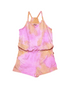 NEON PINK ORANGE TIE DYE CAMI ROMPER WITH POCKET