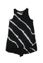 BLACK DIAGONAL STRIPES TIE DYE JERSEY MODAL KNOTTED BACK SWING TANK 
