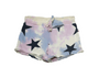 NATURAL BLUE PINK TIE DYE NAVY STARS RAW SHORTS WITH BACK POCKET