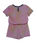 NEON PINK ORANGE TIE DYE WITH NAVY STRIPES SHORT SLEEVE EASY ROMPER BACK VIEW