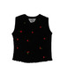 BLACK, RED CHERRIES PRINT SLEEVELESS TEE