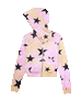 NPO ( NEON PINK ORANGE) TIE DYE NAVY STARS LONG SLEEVE HOOD CROP ZIPPER JACKET