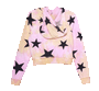 NPO ( NEON PINK ORANGE) TIE DYE NAVY STARS LONG SLEEVE HOOD CROP ZIPPER JACKET BACK VIEW