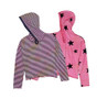 NPO (NEON PINK ORANGE) TIE DYE STRIPES  AND STARS PRINT LONG SLEEVE HOODED PULLOVER