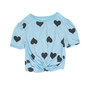 AQUA PUFF SLEEVE KNOTTED TEE