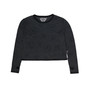 BLACK HAPPY FACE PRINT LONG SLEEVE BOXY TEE WITH THUMBHOLES