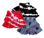 BLACK & FUCHSIA DIAGONAL STRIPES ANW CLOULD TIE DYE VELOUR SMOCKING TIERED SKIR