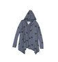 MIDNIGHT LONG SLEEVE HOODED BLACK HEART PRINT BLUSH HACCI TUNIC WRAP WITH THUMBHOLES