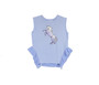 CHAMBRAY UNICORN SCREEN PRINT SLEEVELESS TOP WITH SIDE RUFFLES