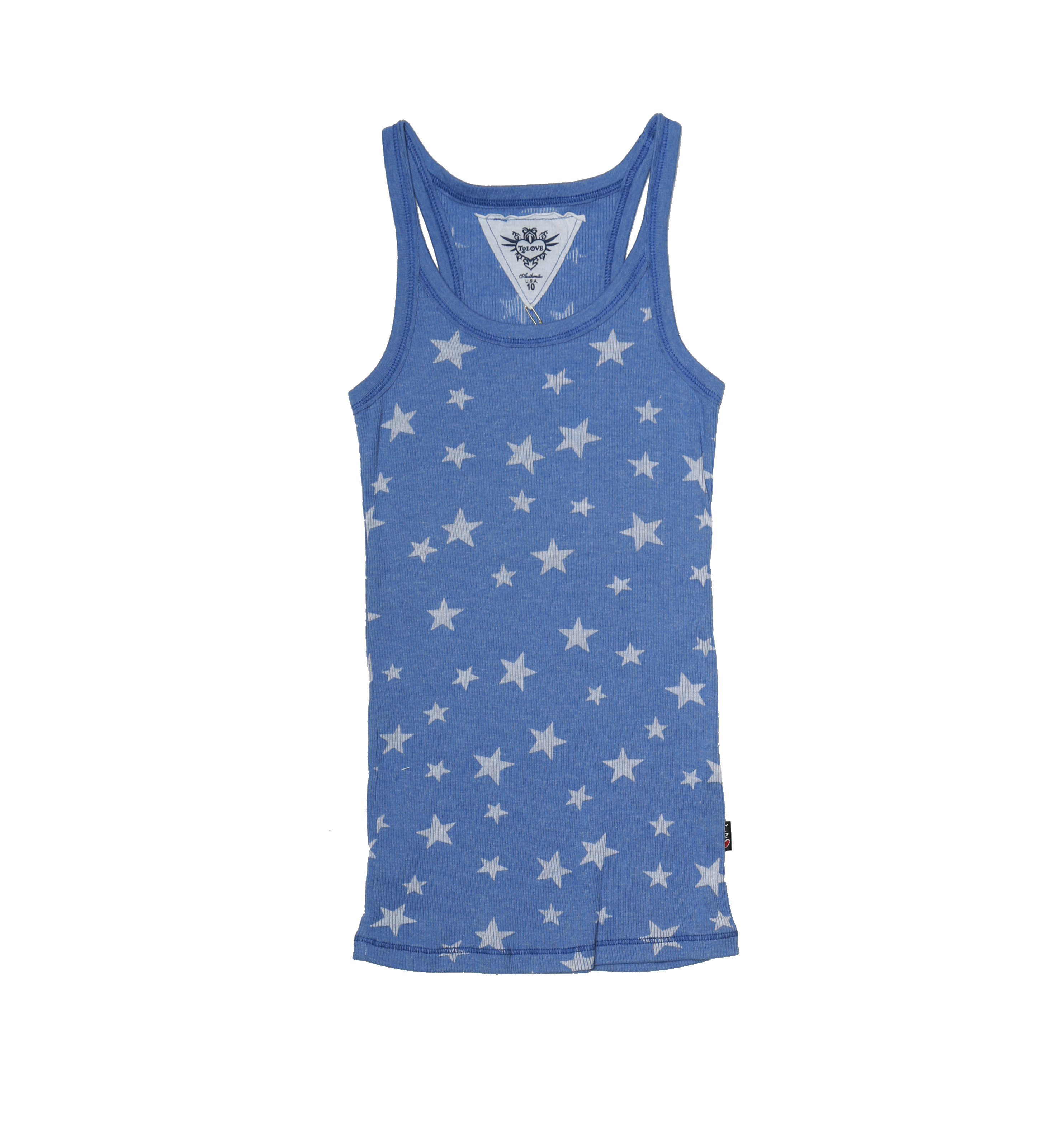 GIRLS 2X1 BURNOUT STAR RIB MODAL LYCRA BEATER TANK TOP