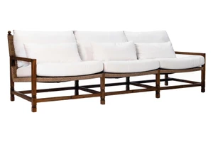 Canapé en bois avec coussins blancs