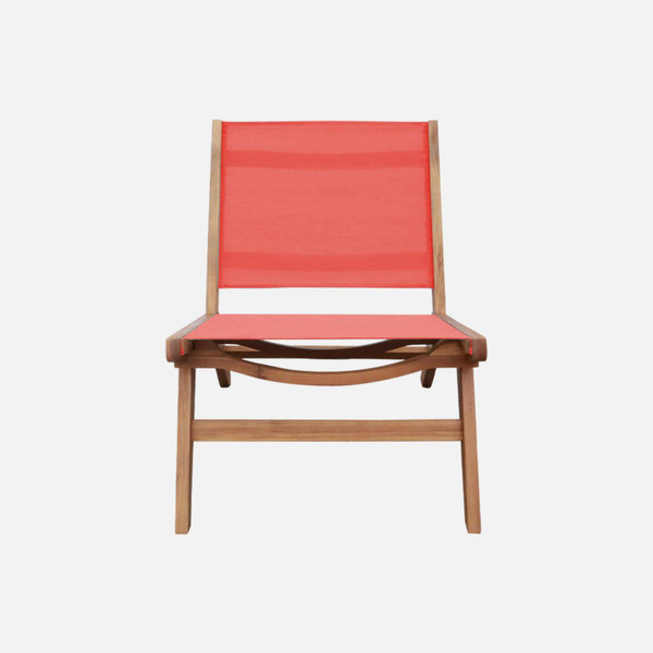 Fauteuil relax en bois d’acacia avec assise et dossier en textilène