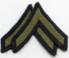 Pair of 1930s US Army Private Rank Stripes in Olive Drab Embroidered Wool Reverse Stitching