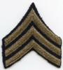 Single 1930s US Army Sergeant Rank Stripes on Olive Embroidery upon Wool Felt