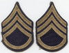 Pair Mid-WWII US Army Rank Stripes for Staff Sergeant Embroidered on Navy Twill