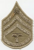 Single WWII US Army Rank Stripes for Technician Third Grade in Embroidered Khaki Twill