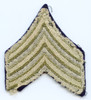 WWII US Army Sergeant Rank Stripes in Light Green Embroidery