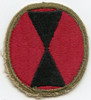 WWII US Army 7th Infantry Division (Hourglass) Shoulder Patch with Red Back