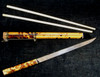 18th Century Japanese Knife and Bone Chopsticks Set in Tortoise Shell Covered Case