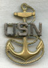 Early 1930's USN CPO (Chief Petty Officer) Hat Badge