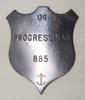 1930s Portsmouth Naval Shipyard Worker Specialty Badge for Progressman in Monel