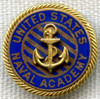 Stunning ca 1900 US Naval Academy USNA 14K Gold (Tested) Enameled Lapel Pin