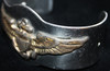 Great, Nicely Worn WWII USN Pilot Bracelet Hand-Engraved with Gilt Sterling Wing