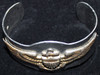 Great, Nicely Worn WWII USN Pilot Bracelet Hand-Engraved with Gilt Sterling Wing