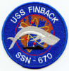 1980's Submarine Patch for USS Finback (SSN-670)