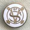 Very Early (1880s) Sons of Veterans Lapel Pin Gold-Filled with Gilt Porcelain