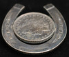 Great 1930's - 40's Cowboy Sterling Horseshoe & Silver Dollar Belt Buckle