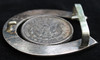 Great 1930's - 40's Cowboy Sterling Horseshoe & Silver Dollar Belt Buckle