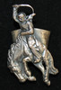 Great 1940's Bucking Bronco Neckerchief Slide in Silver-Plated Copper