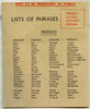 Early WWII USAAF Escape & Evasion Aid: "List of Phrases" French, Dutch, German, and Spanish