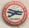 WWI US Liberty Motor League Member Celluloid Pin