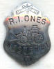 Large Coin Silver "R.I. Ones" Fire Badge from Westerly, Rhode Island