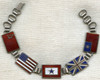 Sterling WWII Allied "Son-In-Service" Bracelet with 5 Enameled Panels