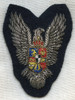 Gorgeous Early 1940s Bullion Romanian AF Pilot Badge Intricately Embroidered Coat of Arms