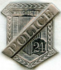1890s Manchester, New Hampshire Police #24 Badge by Mitchell Mfg. Co.