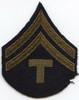 Single WWII US Army Rank Stripes for Technician 5th Grade Olive Drab Open Embroidery on Wool