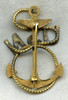 Classic WWI USN CPO Hat Badge in Gilt & Silver-Plated Brass